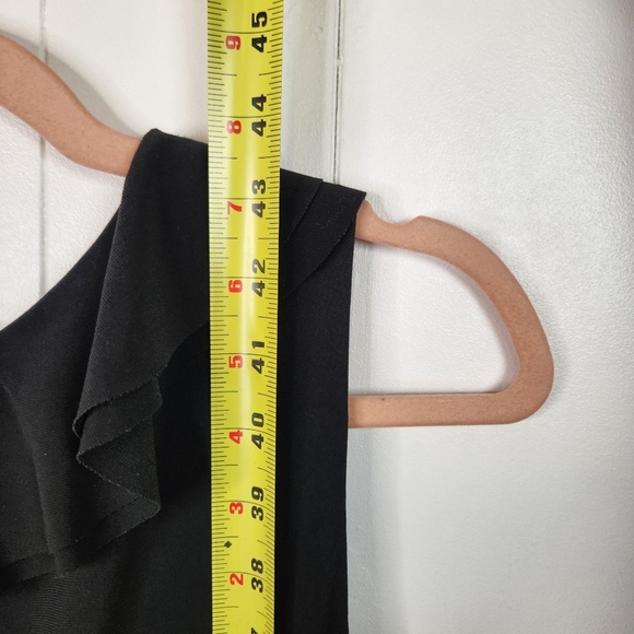 Ralph Lauren Black Dress Ruffles Sleeveless Stretchy Bodycon V-Neck Size 8 - Picture 7 of 10
